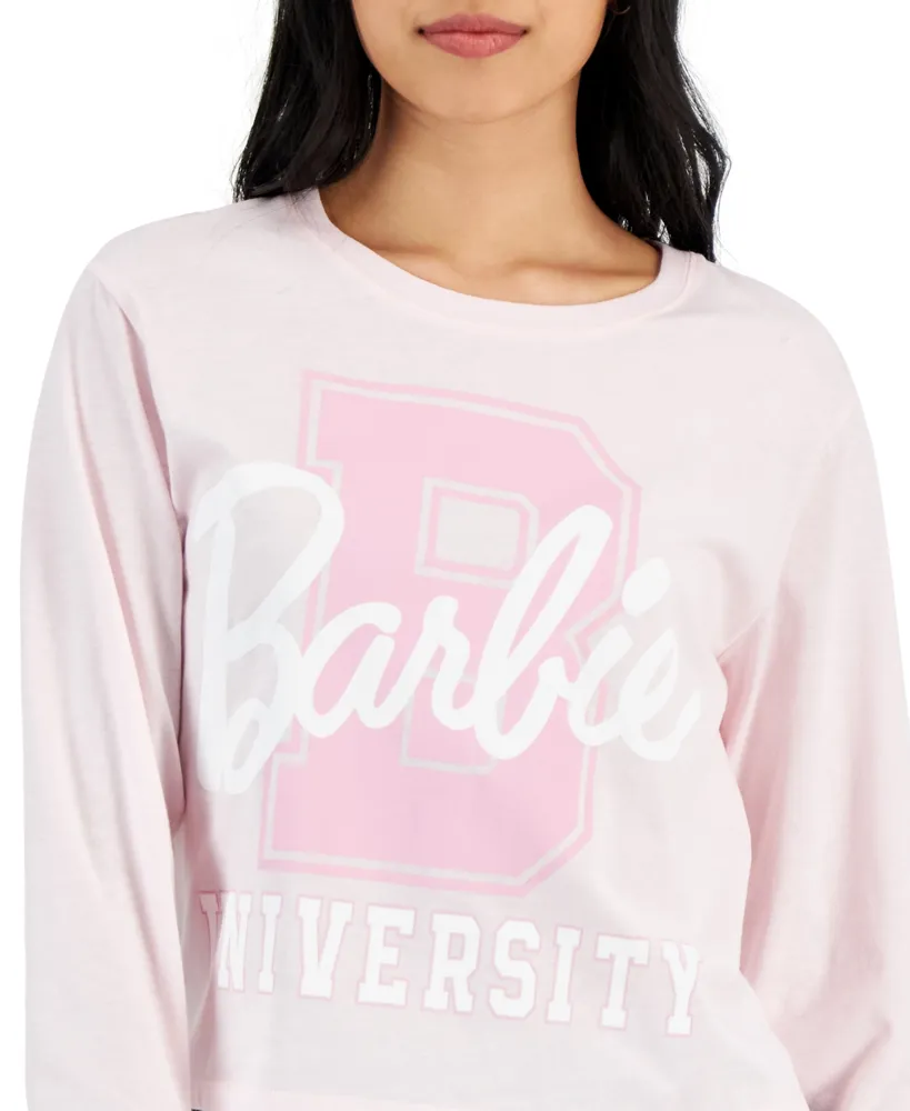 Love Tribe Juniors' Barbie University Graphic Print Long-Sleeve T-Shirt