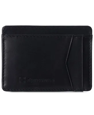 Alpine Swiss Mens Rfid Safe Front Pocket Wallet Smooth Leather Slim Card Holder