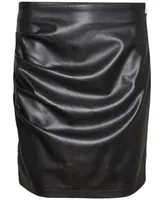 Vero Moda Women's Ruched Faux-Leather Mini Skirt