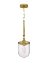 26" Height Metal Pendant with Clear Bubble Glass Shade