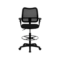 Mid-Back Mesh Drafting Chair With Adjustable Arms