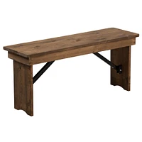 Antique Solid Pine Folding Farmhouse Style Bench