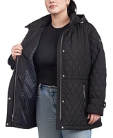 Michael Michael Kors Women's Plus Size Quilted Hooded Anorak Coat