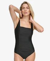 Calvin Klein Pleated One-Piece Swimsuit,Created for Macy's