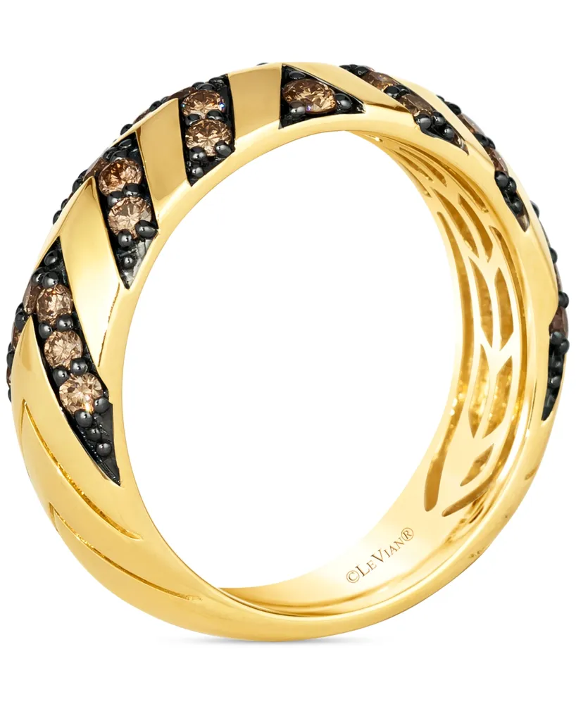 Le Vian Chocolatier Men's Chocolate Diamond Chevron Band (3/4 ct. t.w.) in 14k Gold