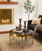 Rosemary Lane Aluminum Drip Coffee Table with Melting Designed Legs and Shaded Glass Top, 36" x 16"