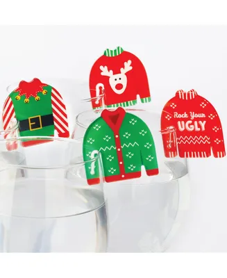 Ugly Sweater - Holiday and Christmas Party - Acrylic Drink Markers - Set of 20