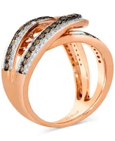 Le Vian Chocolatier Chocolate Diamond & Vanilla Diamonds Interlocking Swirl Ring (1-1/2 ct. t.w.) in 14k Rose Gold