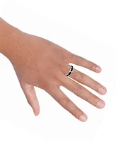 Men's Polished Black Ceramic Segmented Band Sterling Silver
