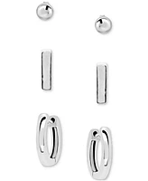 Giani Bernini 3-Pc. Set Polished Ball Stud, Bar Stud, & Huggie Hoop Earrings, Created for Macy's