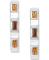 Effy Citrine Emerald-Cut Small Hoop Earrings (5/8 ct. t.w.) in Sterling Silver, 1"