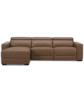 Nevio 115" 3-Pc. Leather Sectional with 2 Power Recliners, Headrests and Chaise, Created For Macy's