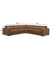 Nevio 124" 5-Pc. Leather Sectional with 2 Power Recliners and Headrests, Created For Macy's