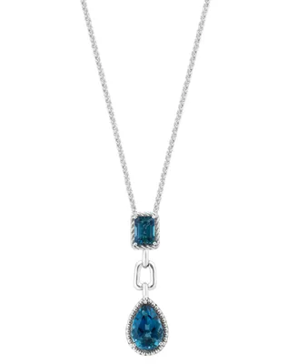 Effy London Blue Topaz Double Drop 18" Pendant Necklace (5 ct. t.w) in Sterling Silver