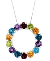 Effy Multi-Gemstone Circle 18" Pendant Necklace (7-3/4 ct. t.w.) in Sterling Silver