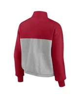 Women's Fanatics Crimson, Heathered Gray Oklahoma Sooners Sideline to Colorblock Quarter-Zip Jacket