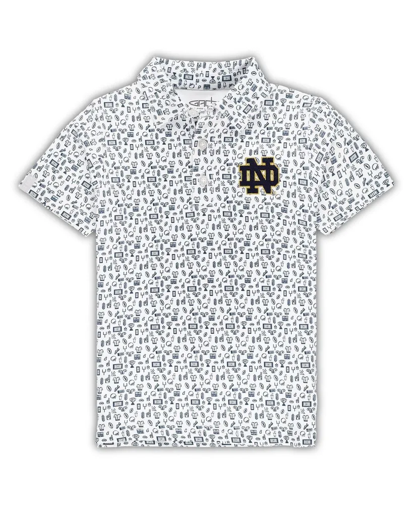 Toddler Boys and Girls Garb White Notre Dame Fighting Irish Crew All-Over Print Polo Shirt