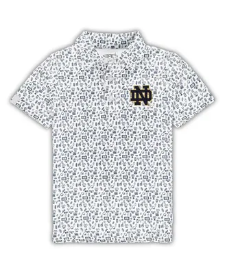 Toddler Boys and Girls Garb White Notre Dame Fighting Irish Crew All-Over Print Polo Shirt
