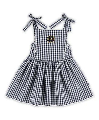 Girls Toddler Garb Navy Notre Dame Fighting Irish Teagan Gingham Sleeveless Dress