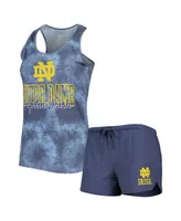 Women's Concepts Sport Navy Notre Dame Fighting Irish Billboard Tie-Dye Tank Top and Shorts Set