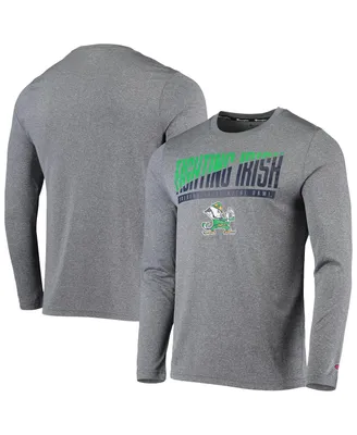 Men's Champion Gray Notre Dame Fighting Irish Wordmark Slash Long Sleeve T-shirt