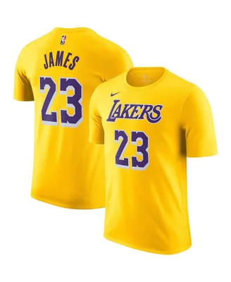 Men's Nike LeBron James Gold Los Angeles Lakers Name and Number T-shirt