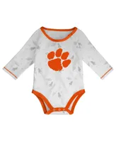 Newborn and Infant Boys Girls Orange, White Clemson Tigers Dream Team Raglan Long Sleeve Bodysuit Hat Pants Set