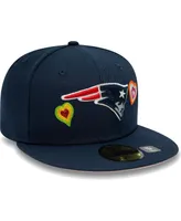 Men's New Era Navy England Patriots Chain Stitch Heart 59FIFTY Fitted Hat