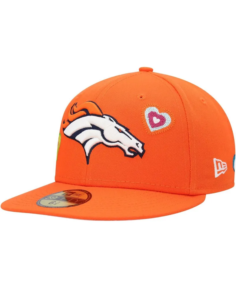 Men's New Era Orange Denver Broncos Chain Stitch Heart 59FIFTY Fitted Hat