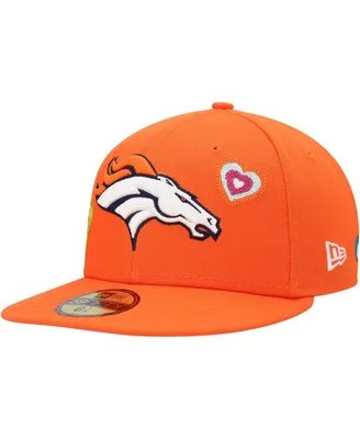 Men's New Era Orange Denver Broncos Chain Stitch Heart 59FIFTY Fitted Hat