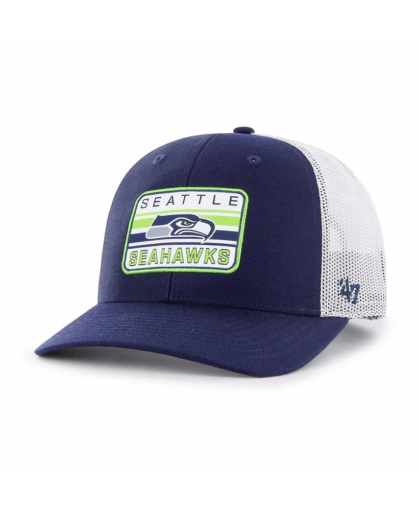 Men's '47 Brand Navy, White Seattle Seahawks Drifter Adjustable Trucker Hat