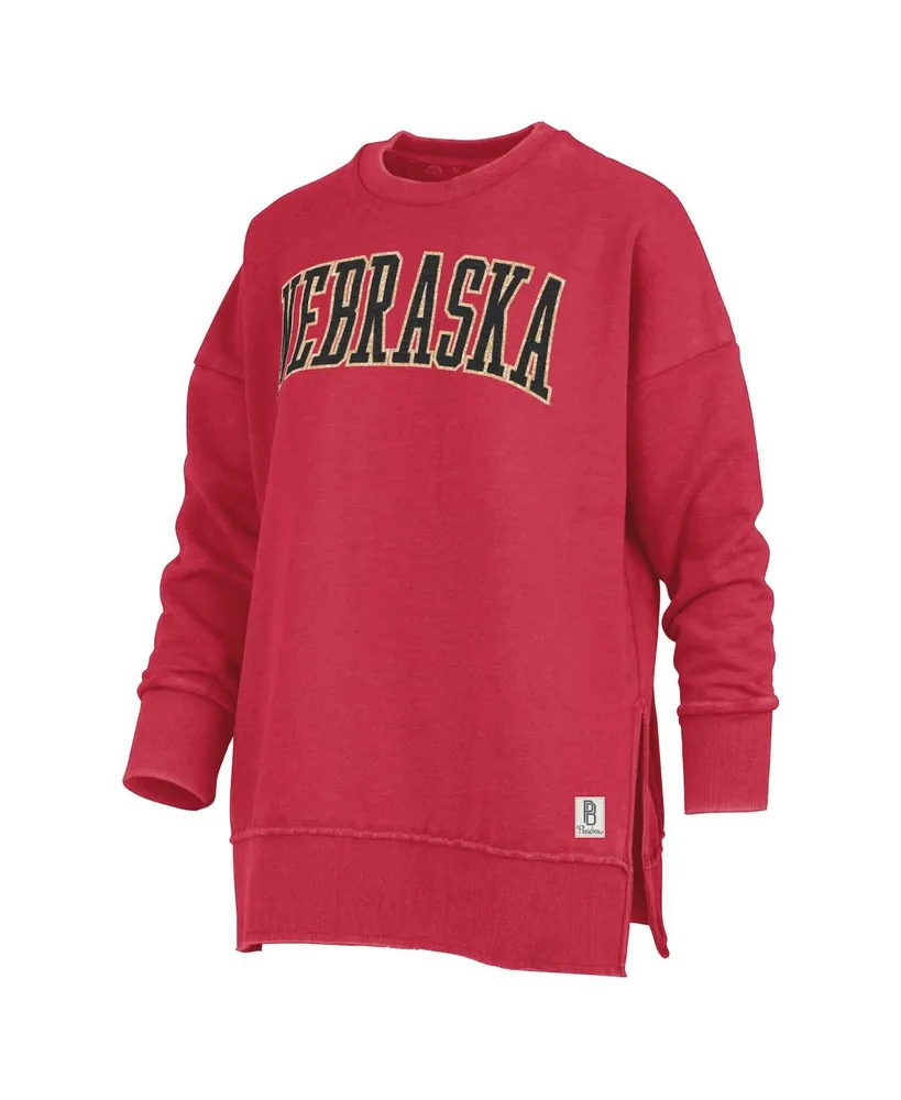 Women's Pressbox Scarlet Nebraska Huskers Stone Gala Oversized T-shirt