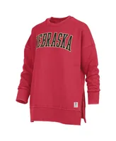 Women's Pressbox Scarlet Nebraska Huskers Stone Gala Oversized T-shirt
