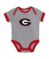 Infant Boys and Girls Champion Red, Heather Gray Georgia Bulldogs I Wanna Be Three-Pack Bodysuit Set