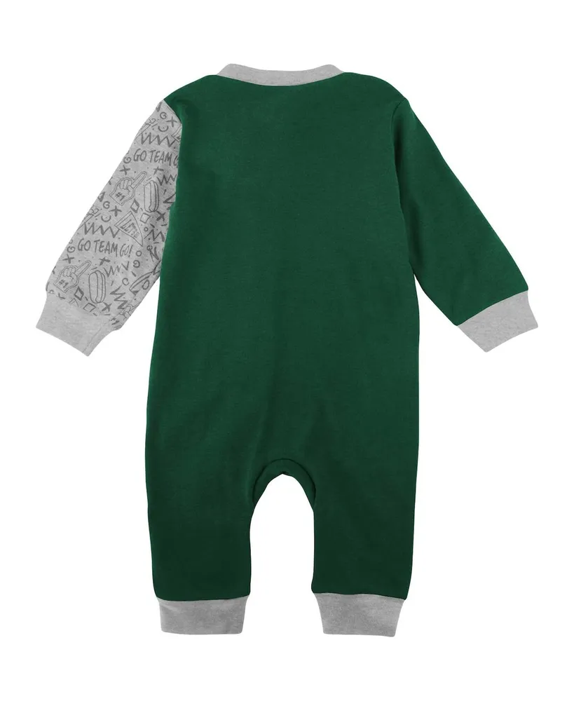 Newborn and Infant Boys Girls Green Michigan State Spartans Playbook Two-Tone Full-Snap Jumper