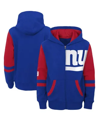 Big Boys Royal New York Giants Colorblock Full-Zip Hoodie