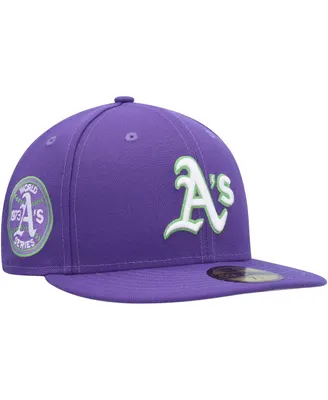 Men's New Era Purple Oakland Athletics Lime Side Patch 59FIFTY Fitted Hat