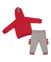 Infant Boys and Girls Colosseum Scarlet, Gray Ohio State Buckeyes Dino Pullover Hoodie and Pants Set