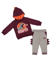 Infant Boys and Girls Colosseum Maroon, Gray Virginia Tech Hokies Dino Pullover Hoodie and Pants Set