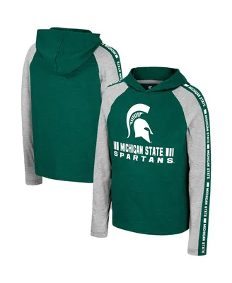 Big Boys Colosseum Green Michigan State Spartans Ned Raglan Long Sleeve Hooded T-shirt