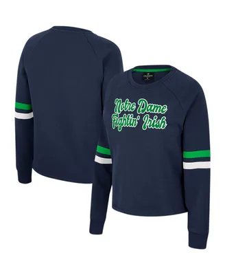 Women's Colosseum Navy Notre Dame Fighting Irish Talent Competition Raglan Pullover Sweatshirt