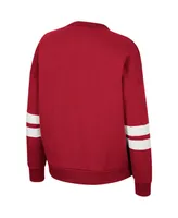 Women's Colosseum Crimson Distressed Alabama Crimson Tide Perfect Date Notch Neck Pullover Sweatshirt