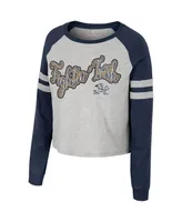 Women's Colosseum Heather Gray Notre Dame Fighting Irish I'm Gliding Here Raglan Long Sleeve Cropped T-shirt