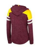 Women's Colosseum Maroon Distressed Minnesota Golden Gophers Speckled Color Block Long Sleeve Hooded T-shirt