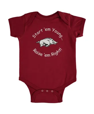 Newborn and Infant Boys Girls Cardinal Arkansas Razorbacks Start 'Em Young Bodysuit