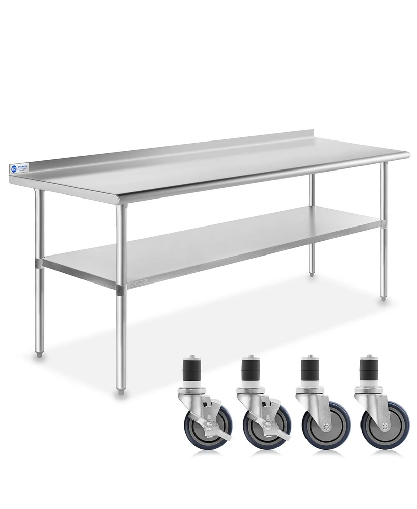 Gridmann x Inch Stainless Steel Table w/ Backsplash & 4 Casters