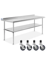 Gridmann x Inch Stainless Steel Table w/ Backsplash & 4 Casters