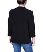 Ny Collection Petite 3/4 Sleeve Heavy Jacquard Knit Jacket