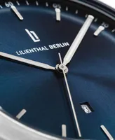 Lilienthal Berlin Unisex Huxley Silver Blue Navy Blue Leather Watch 40mm