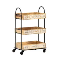 3-Tier Kitchen Trolley 18.1"x11.8"x29.9" Solid Mango Wood